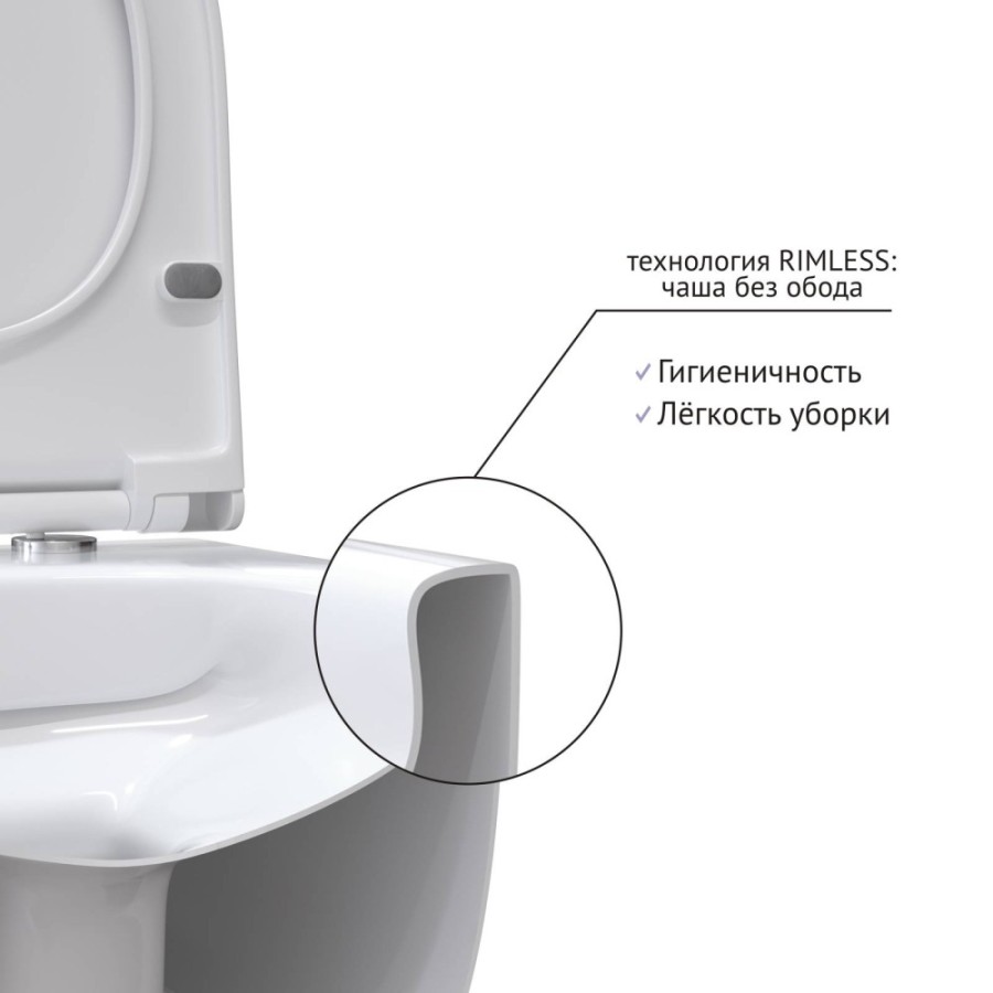 Унитаз BERGES подвесной MASCON Rimless 57 см, сиденье дюропласт Toma Slim SO, микролифт, быстросъем