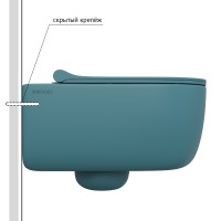 Унитаз BERGES подвесной EGO XL матовый темно-синий Rimless 54 см, сиденье дюропласт EGO XL Slim SO матовый темно-синий, микролифт, быстросъём