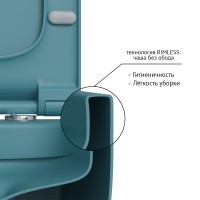 Унитаз BERGES подвесной EGO XL матовый темно-синий Rimless 54 см, сиденье дюропласт EGO XL Slim SO матовый темно-синий, микролифт, быстросъём