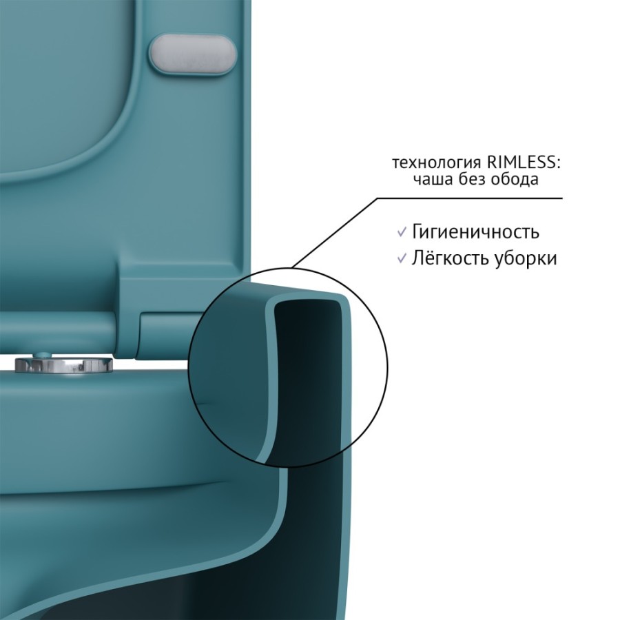 Унитаз BERGES подвесной EGO XL матовый темно-синий Rimless 54 см, сиденье дюропласт EGO XL Slim SO матовый темно-синий, микролифт, быстросъём