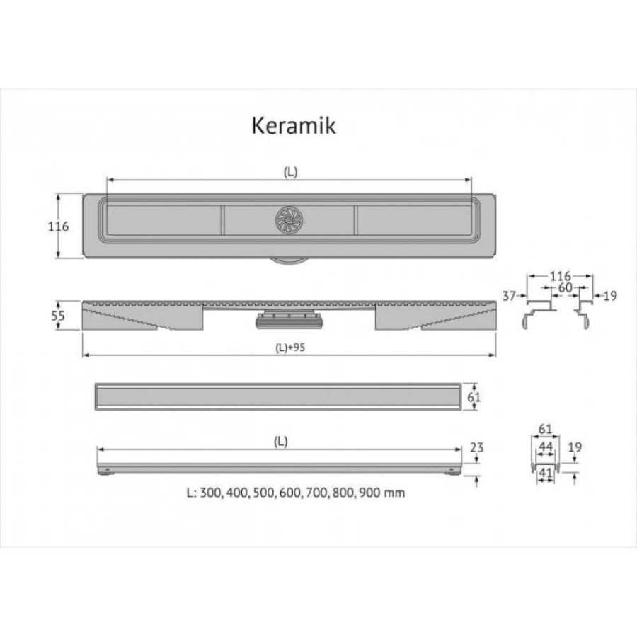 Душевой лоток Berges B1 Keramik 700