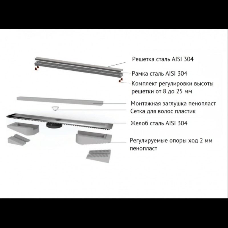 Душевой лоток Berges B1 Keramik 700