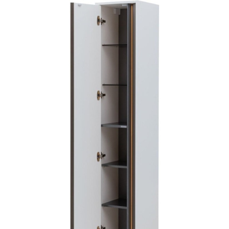 Шкаф-пенал Allen Brau Activity 1.34002.WM/1.34001.WM, 35 см, с LED подсветкой, подвесной, левый/правый, белый матовый/черный браш