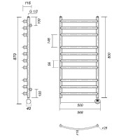 Полотенцесушитель электрический Domoterm Калипсо П10 50 x 80, ER/L, с терморегулятором, античная бронза