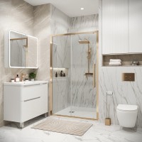 Душевая дверь Grossman Cosmo 100.K33.02.100.32.00, 100 см, стекло прозрачное, профиль золото сатин