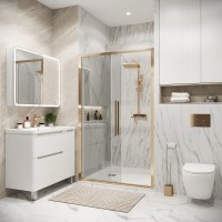 Душевая дверь Grossman Cosmo 100.K33.02.100.32.00, 100 см, стекло прозрачное, профиль золото сатин