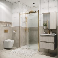 Душевая дверь Grossman Classic 100.K33.04.110.32.00, 110 см, стекло прозрачное, профиль золото сатин