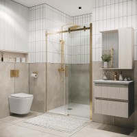 Душевая дверь Grossman Classic 100.K33.04.160.32.00, 160 см, стекло прозрачное, профиль золото сатин
