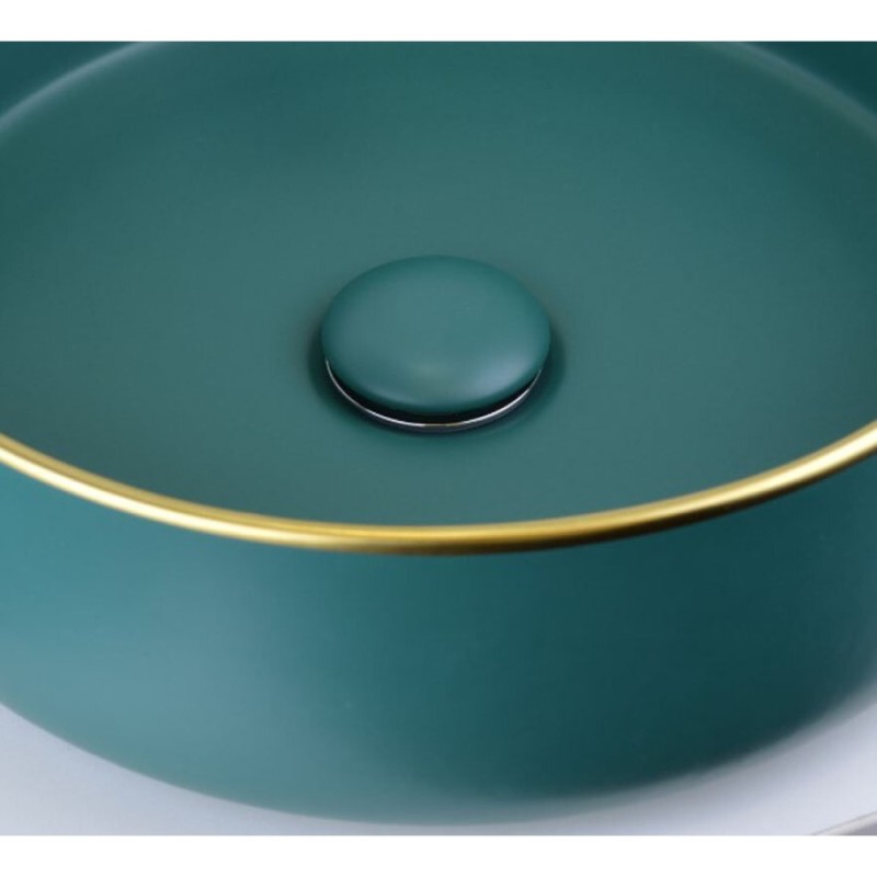 Донный клапан для раковины без перелива Bronze de Luxe, Clik-Clak, зеленый/хром, 1001G