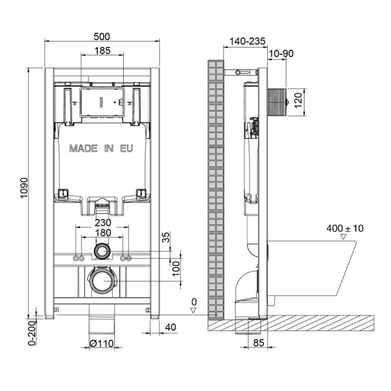 Инсталляция Lemark Peneda с безободковым унитазом Glazer 100802235 Торнадо, черный матовый, сиденье микролифт, клавиша Bit, черный матовый