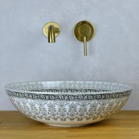 Раковина Bronze de Luxe Марракеш, 40.5 х 40.5 х 12.5 см, накладная, белая/серая, 1008G