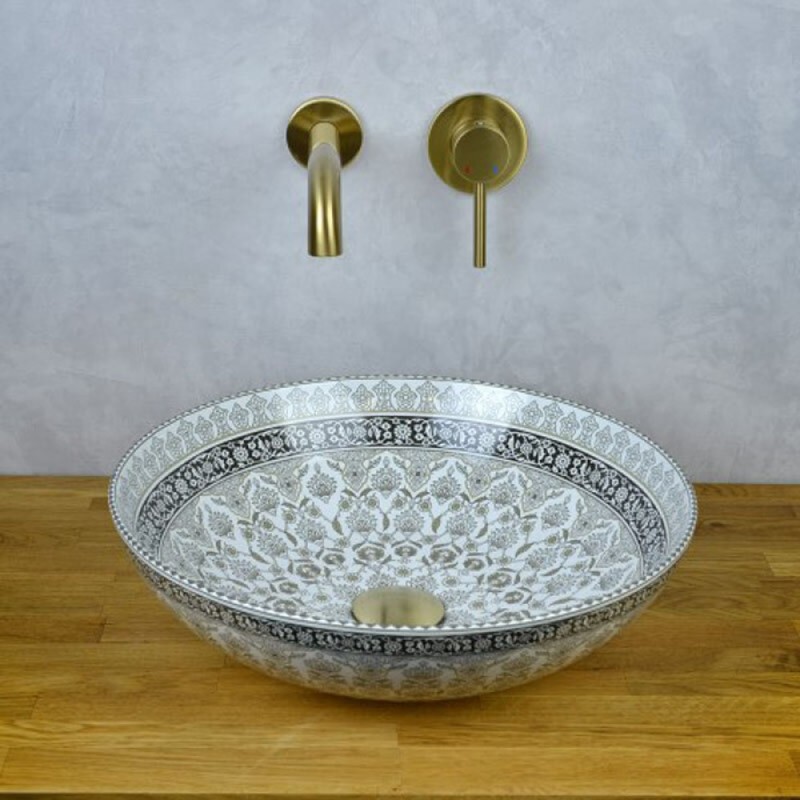 Раковина Bronze de Luxe Марракеш, 40.5 х 40.5 х 12.5 см, накладная, белая/серая, 1008G