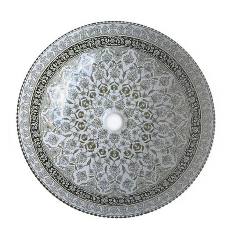 Раковина Bronze de Luxe Марракеш, 40.5 х 40.5 х 12.5 см, накладная, белая/серая, 1008G