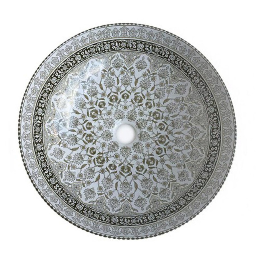 Раковина Bronze de Luxe Марракеш, 40.5 х 40.5 х 12.5 см, накладная, белая/серая, 1008G