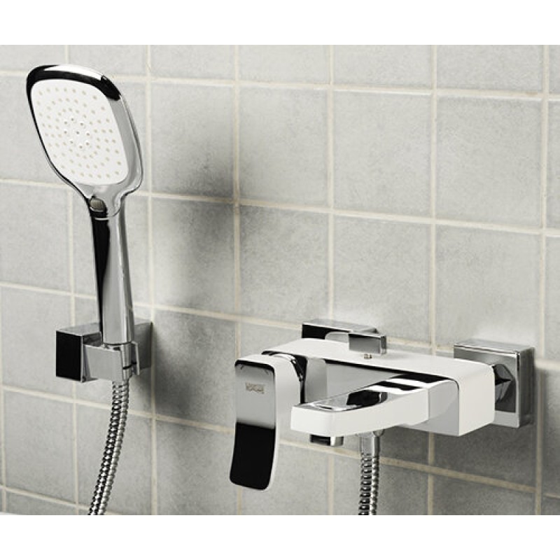 Смеситель WasserKRAFT ALLER 1061W для ванны и душа с коротким изливом, белый/хром