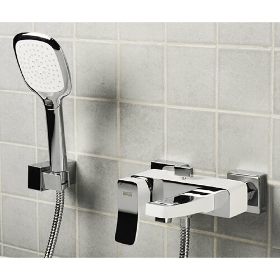 Смеситель WasserKRAFT ALLER 1061W для ванны и душа с коротким изливом, белый/хром