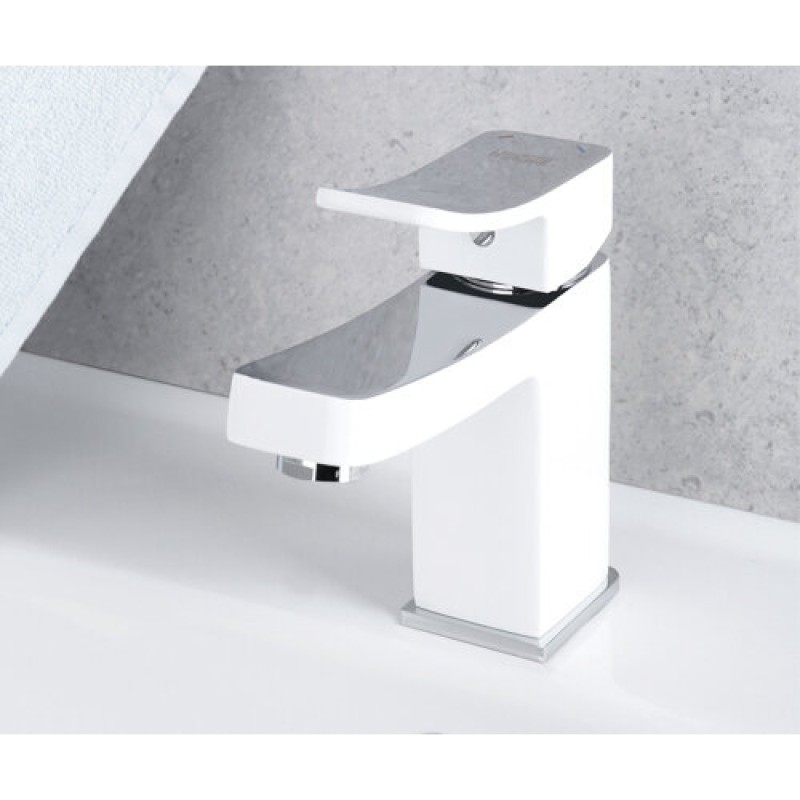 Смеситель WasserKRAFT ALLER 1063W для раковины, белый/хром