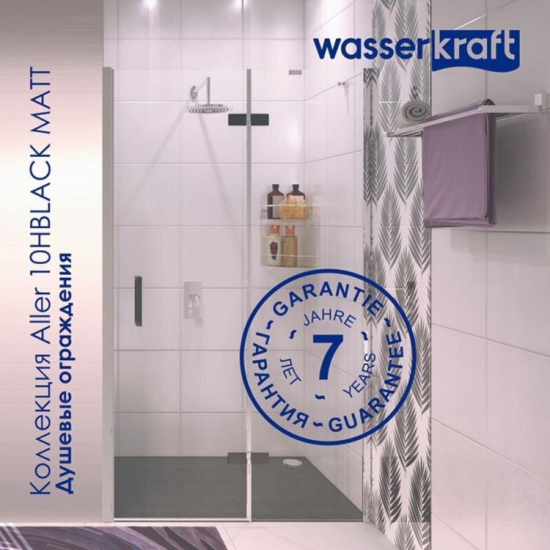 Душевой уголок WasserKRAFT Aller Black Matt L/R, 120 х 100 см, стекло прозрачное, 10H10LBLACK MATT/10H10RBLACK MATT