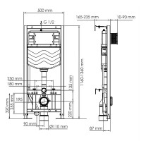 Инсталляция для унитаза WasserKraft Aller 10 10TLT.010.ME.PB04, клавиша черная