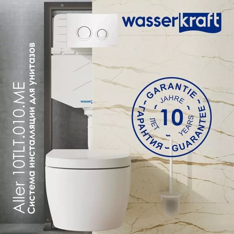 Инсталляция для унитаза WasserKraft Aller 10 10TLT.010.ME.WH02, механическая клавиша цвет белый