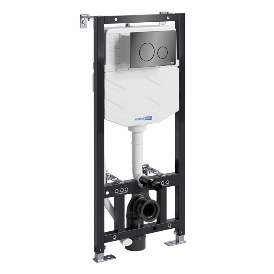 Инсталляция для унитаза WasserKraft Aller 10 10TLT.010.ME.PB02, механическая клавиша цвет черный глянец