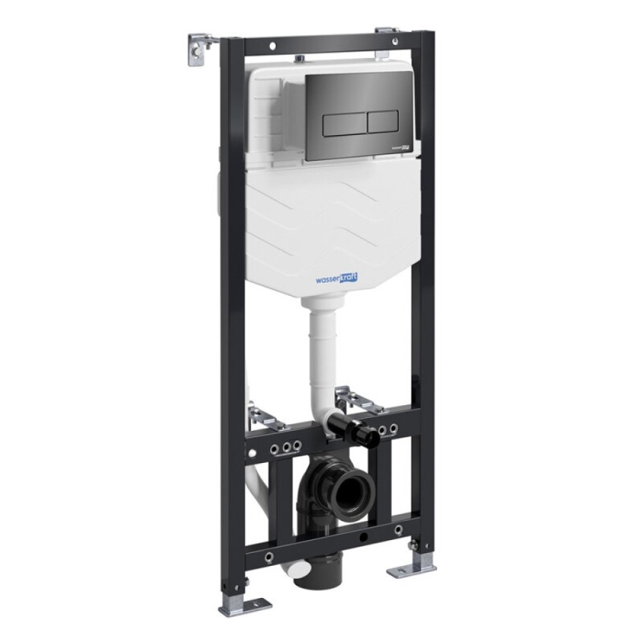 Инсталляция для унитаза WasserKraft Aller 10 10TLT.010.ME.PB03, механическая клавиша цвет черный глянец