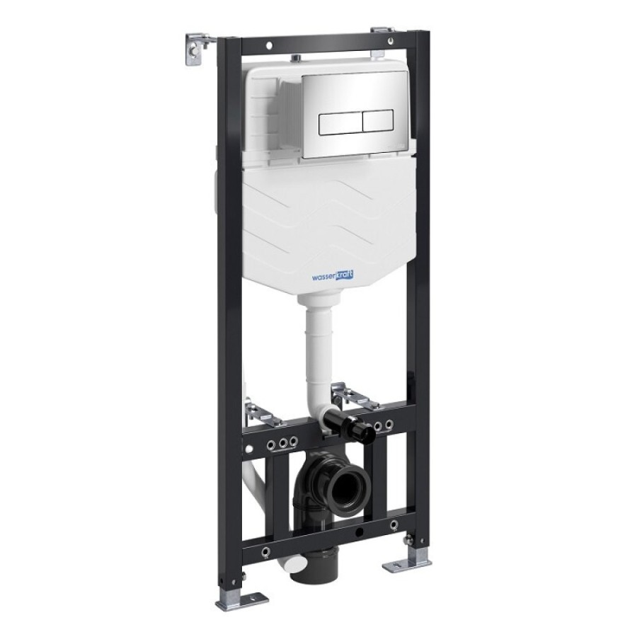 Инсталляция WasserKRAFT 10TLT.010.ME.CH03.H001, с подвесным безободковым унитазом Berkel, крышка микролифт, клавиша хром
