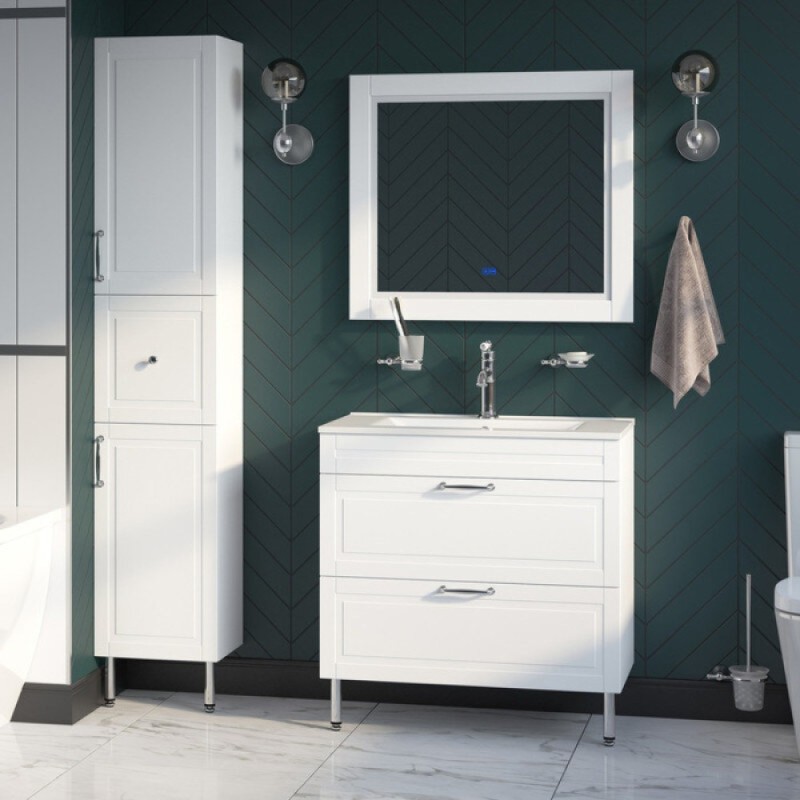 Зеркало Iddis Oxford ЗЛП110, 80 см, LED-подсветка, термообогрев, сенсорный выключатель, белый