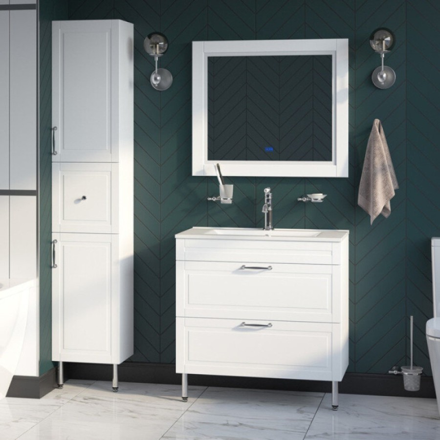 Зеркало Iddis Oxford ЗЛП110, 80 см, LED-подсветка, термообогрев, сенсорный выключатель, белый