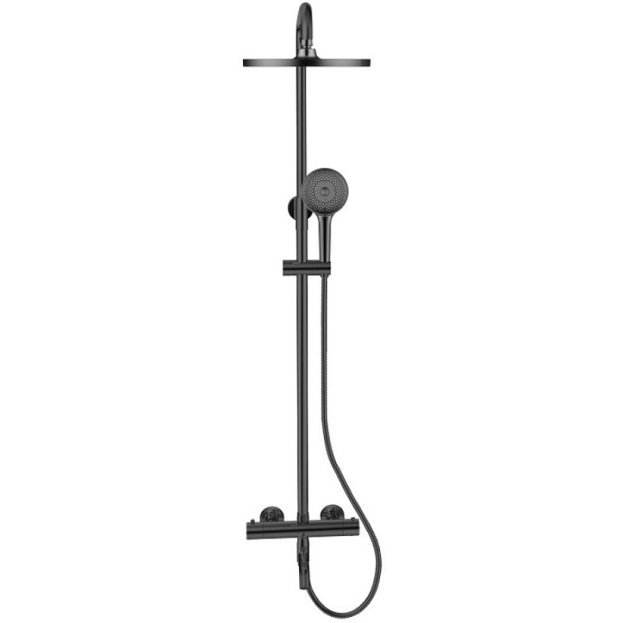 Душевая система Bronze De Luxe Scandi 11060B, с термостатом, с изливом, черный