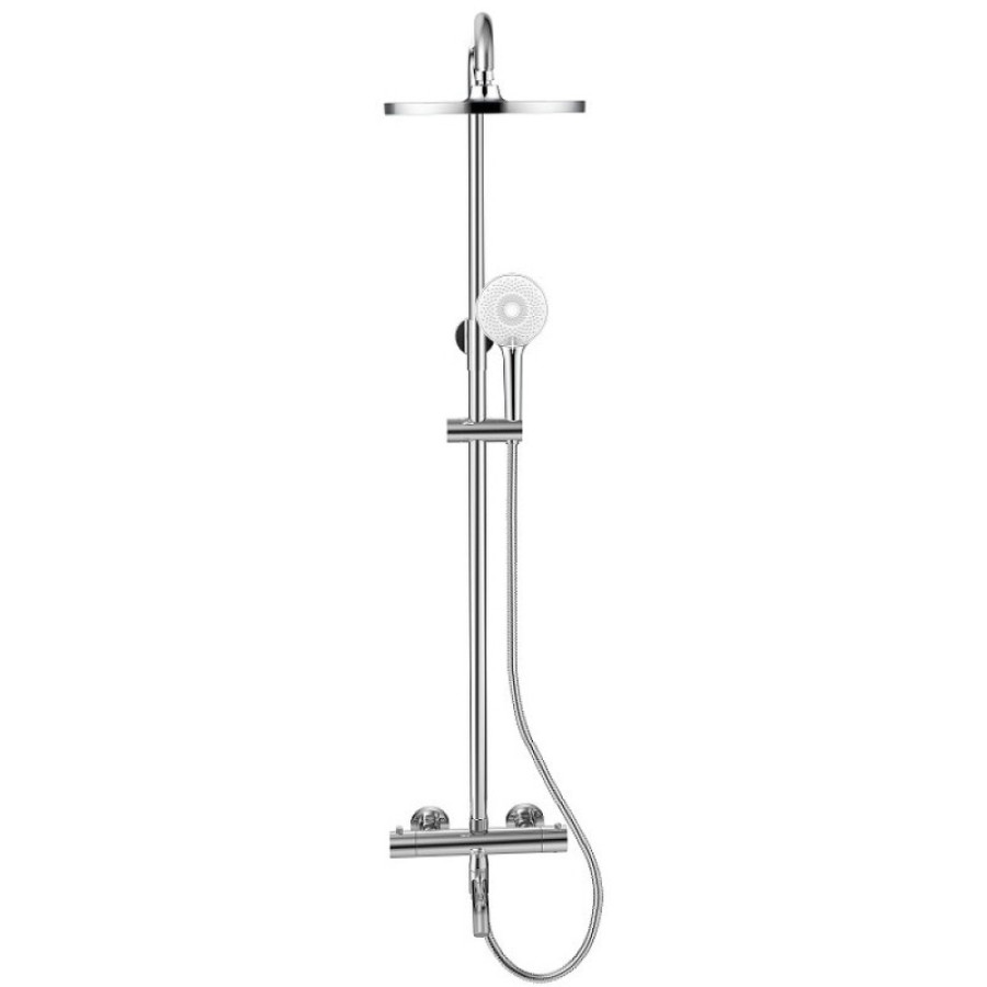 Душевая система Bronze De Luxe Scandi 11060C, с термостатом, с изливом, хром