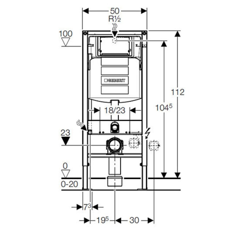 Инсталляция Geberit Duofix UP320 111.300.11.5 для унитаза с креплением, с кнопкой смыва, белая