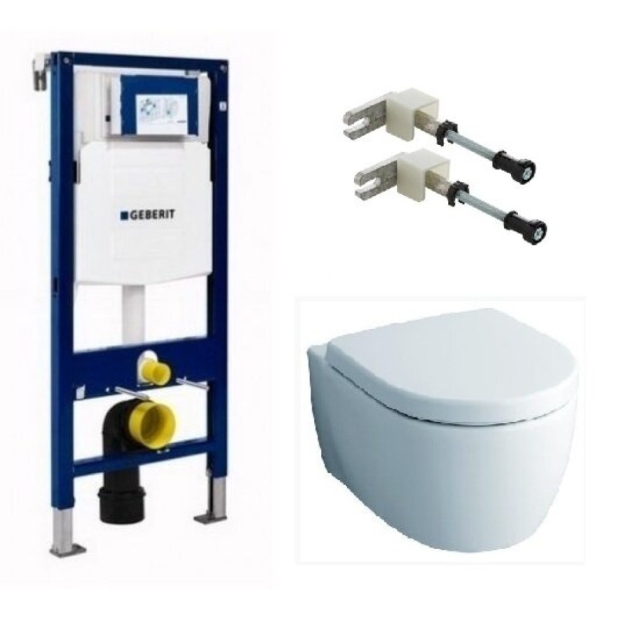 Инсталляция Geberit с безободковым унитазом Geberit iCon Rimfree 204060000, сиденье микролифт клавиша хром, комплект Santehnica.ru 303228