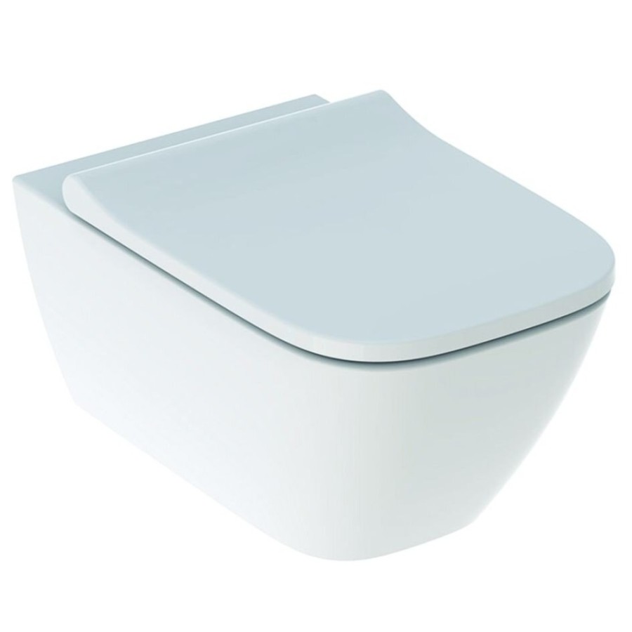 Инсталляция Geberit c унитазом Geberit Smyle Square Rimfree, сиденье микролифт клавиша белая, комплект Santehnica.ru, 111.300.00.5/500.683.00.2