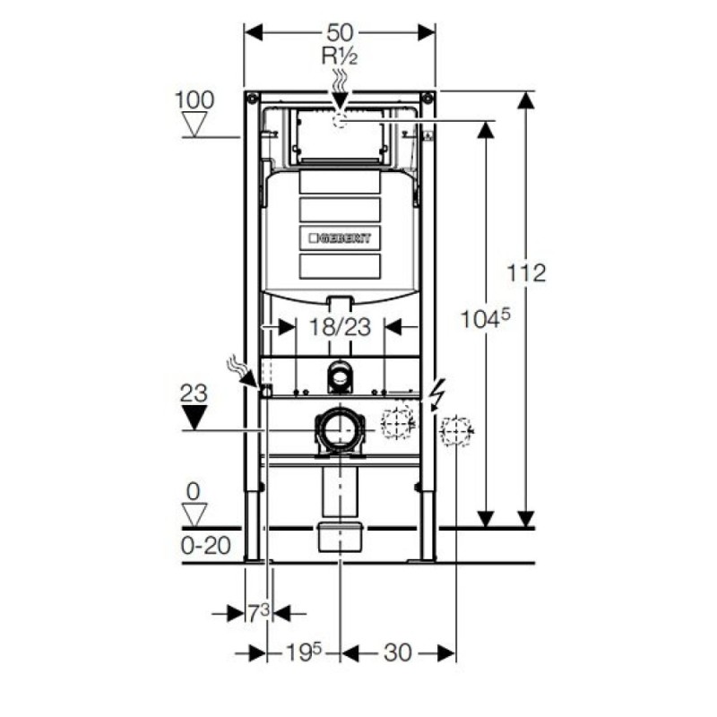 Инсталляция Geberit c унитазом Geberit Smyle Square Rimfree, сиденье микролифт клавиша белая, комплект Santehnica.ru, 111.300.00.5/500.683.00.2