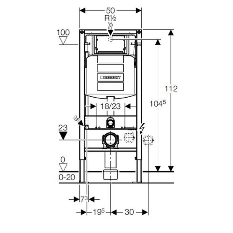 Инсталляция Geberit c унитазом Geberit Smyle Square Rimfree, сиденье микролифт клавиша белая, комплект Santehnica.ru, 111.300.00.5/500.683.00.2