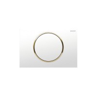 Клавиша смыва Geberit Sigma 10, 115.758.KK.5, одинарный смыв, рамка-белая/кнопка-белая/кольцо-золото