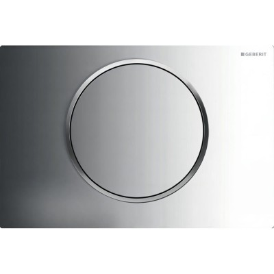 Клавиша смыва Geberit Sigma 10, 115.758.SN.5, одинарный смыв, кнопка, рамка-нержавеющая сталь/кольцо-глянцевый хром