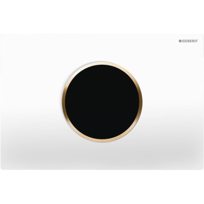 Клавиша смыва Geberit Sigma 10, 115.907.KK.6 (115.907.KK.1), бесконтактная, сенсорная, для унитаза, 230В, пластик, белый/ позолоченный
