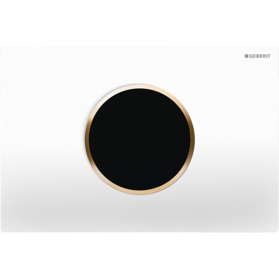 Клавиша смыва Geberit Sigma 10, 115.907.KK.6 (115.907.KK.1), бесконтактная, сенсорная, для унитаза, 230В, пластик, белый/ позолоченный