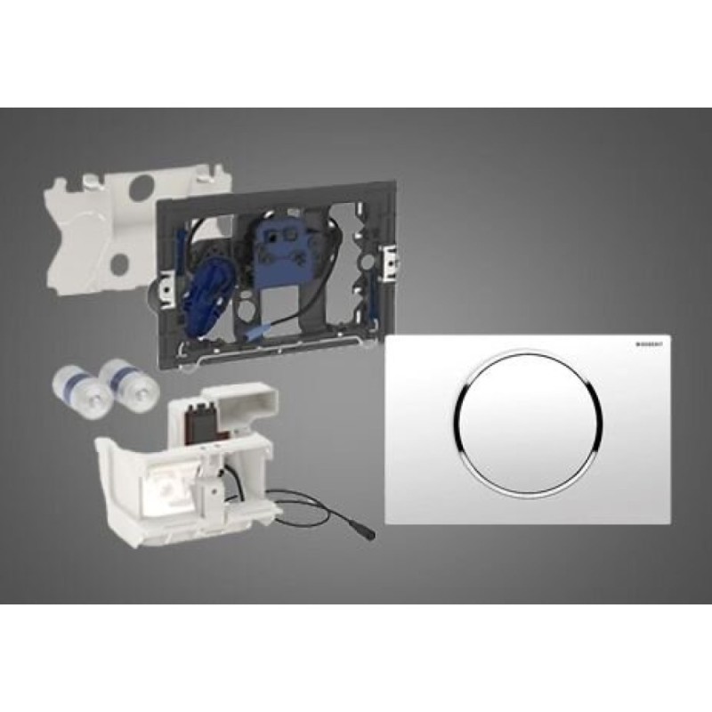 Клавиша смыва Geberit Sigma 10, 115.908.KJ.1, бесконтактная, сенсорная, 3В, пластик, белый/глянцевый хром