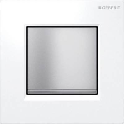 Клавиша смыва для писсуара Geberit Type 20, 116.017.KL.1, панель - альпийский белый, клавиша и декор - хром матовый