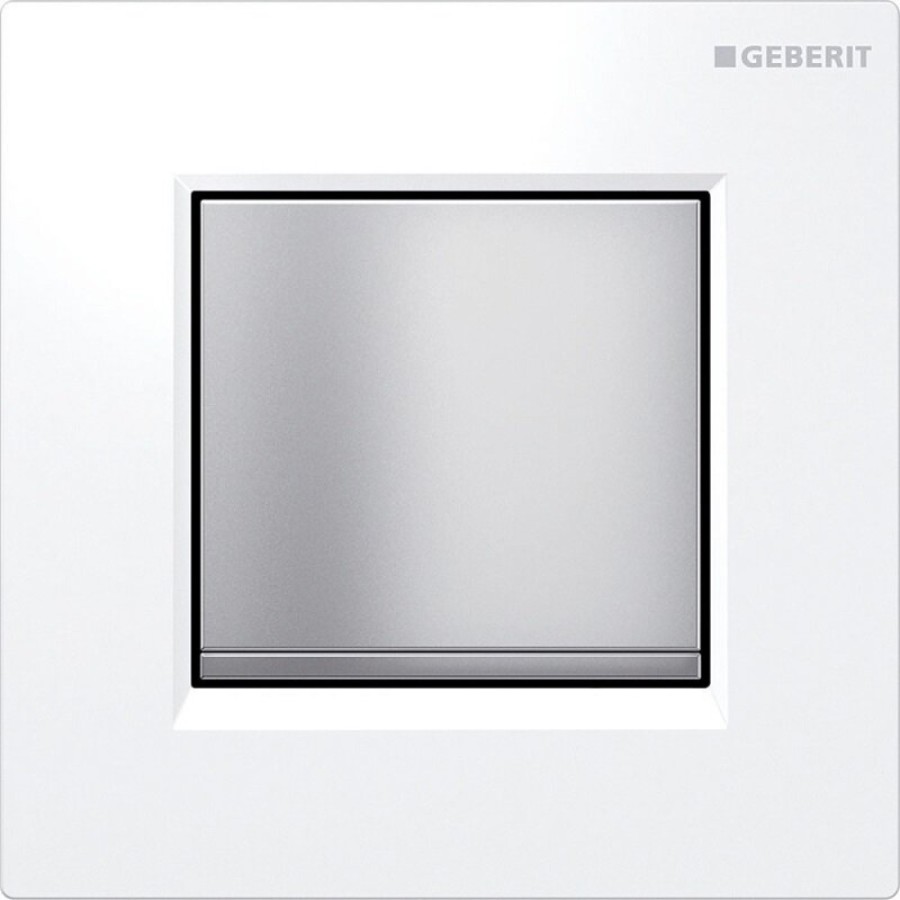 Клавиша смыва для писсуара Geberit Type 20, 116.017.KL.1, панель - альпийский белый, клавиша и декор - хром матовый