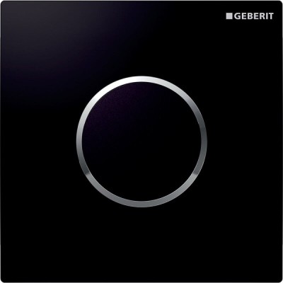 Клавиша смыва для писсуара Geberit Type 10, 116.025.KM.1, панель и клавиша - черные, кольцо - глянцевый хром, питание 230W