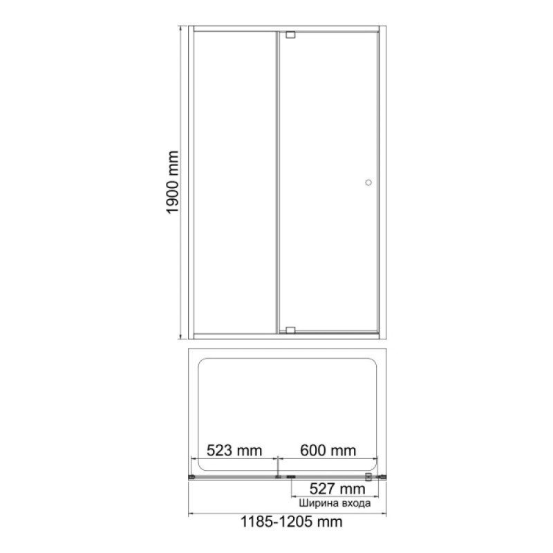 Душевая дверь в нишу WasserKRAFT Aula 11P 11P05, 120 см, профиль хром, стекло прозрачное