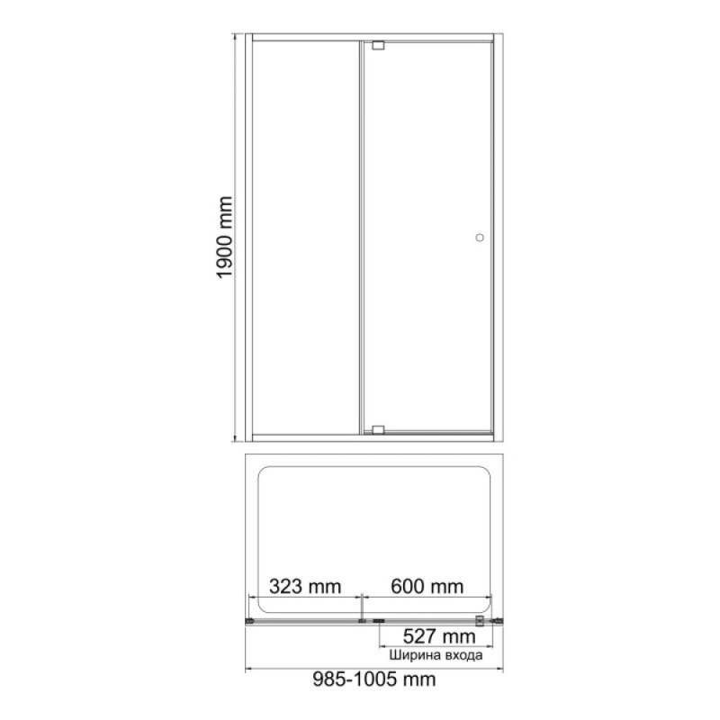 Душевая дверь в нишу WasserKRAFT Aula 11P 11P12, 100 см, профиль хром, стекло прозрачное