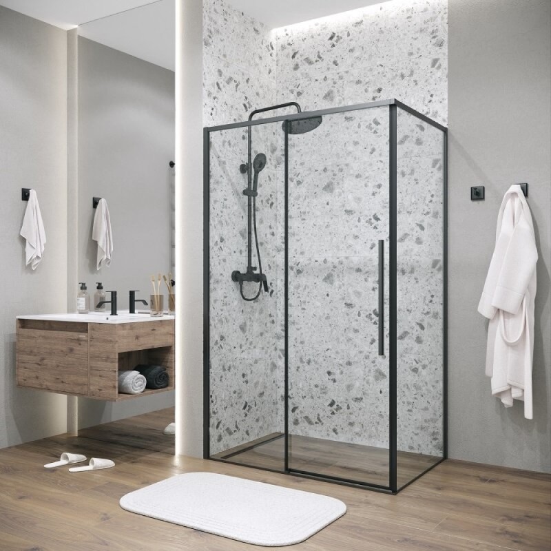 Душевой уголок Grossman Galaxy 120.K33.01.1090.21.00, 100 х 90 см, стекло прозрачное, профиль черный матовый