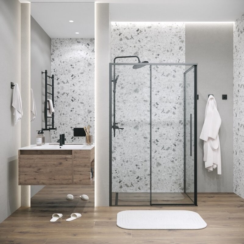 Душевой уголок Grossman Galaxy 120.K33.01.1090.21.00, 100 х 90 см, стекло прозрачное, профиль черный матовый