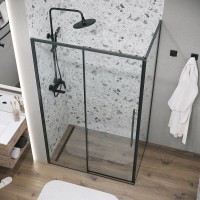 Душевой уголок Grossman Galaxy 120.K33.01.1090.21.00, 100 х 90 см, стекло прозрачное, профиль черный матовый