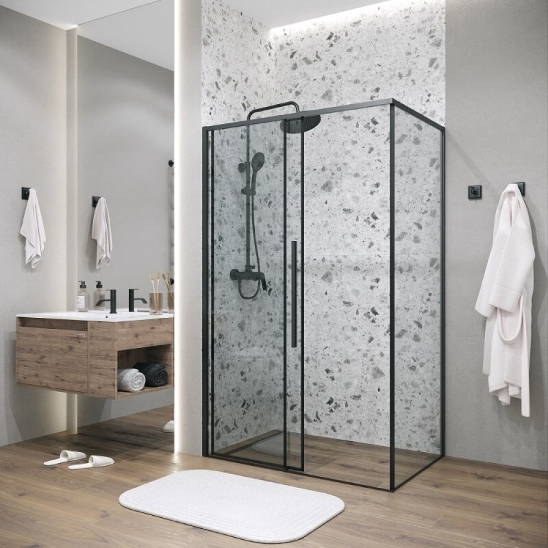 Душевой уголок Grossman Galaxy 120.K33.01.1090.21.00, 100 х 90 см, стекло прозрачное, профиль черный матовый